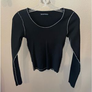 Brandy Melville Ribbed Long Sleeve Tee. Size: OS. Color: Black.